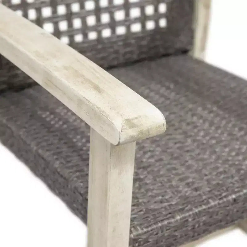 TUYOHW Set di 2 Sedie da Pranzo da Esterno con Struttura in Legno di Acacia, Sedie da Pranzo da Esterno in Rattan, Sedie da Giardino per Patio, Balcone, Capacità di 180 kg