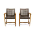 TUYOHW Set di 2 Sedie da Pranzo da Esterno con Struttura in Legno di Acacia, Sedie da Pranzo da Esterno in Rattan, Sedie da Giardino per Patio, Balcone, Capacità di 180 kg