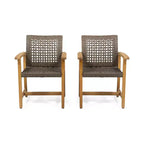 TUYOHW Set di 2 Sedie da Pranzo da Esterno con Struttura in Legno di Acacia, Sedie da Pranzo da Esterno in Rattan, Sedie da Giardino per Patio, Balcone, Capacità di 180 kg