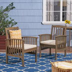 Chaise de salle à manger d'extérieur TUYOHW, lot de 2, chaises de salle à manger en bois d'acacia avec coussins résistants à l'eau, chaises de patio pour jardin, balcon, bord de piscine