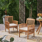 Chaise de salle à manger d'extérieur TUYOHW, lot de 2, chaises de salle à manger en bois d'acacia avec coussins résistants à l'eau, chaises de patio pour jardin, balcon, bord de piscine