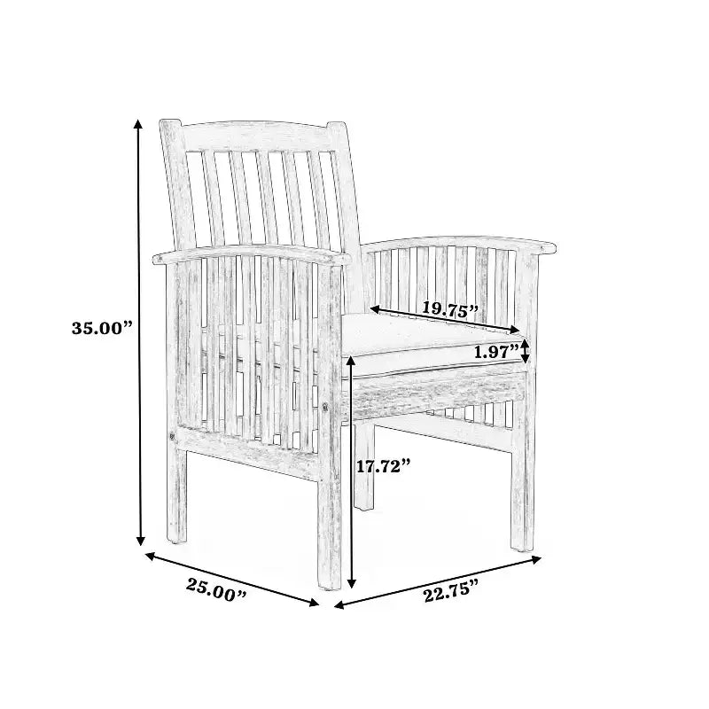 Chaise de salle à manger d'extérieur TUYOHW, lot de 2, chaises de salle à manger en bois d'acacia avec coussins résistants à l'eau, chaises de patio pour jardin, balcon, bord de piscine