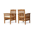 Chaise de salle à manger d'extérieur TUYOHW, lot de 2, chaises de salle à manger en bois d'acacia avec coussins résistants à l'eau, chaises de patio pour jardin, balcon, bord de piscine
