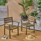 TUYOHW Set di 2 Sedie da Pranzo per Esterni, Sedie da Pranzo da Giardino in Legno di Acacia con Schienale e Seduta a Doghe, Sedie da Patio per Cortile, Balcone