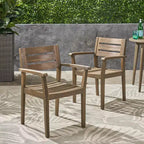 TUYOHW Set di 2 Sedie da Pranzo per Esterni, Sedie da Pranzo da Giardino in Legno di Acacia con Schienale e Seduta a Doghe, Sedie da Patio per Cortile, Balcone