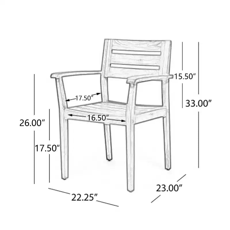 TUYOHW Set di 2 Sedie da Pranzo per Esterni, Sedie da Pranzo da Giardino in Legno di Acacia con Schienale e Seduta a Doghe, Sedie da Patio per Cortile, Balcone