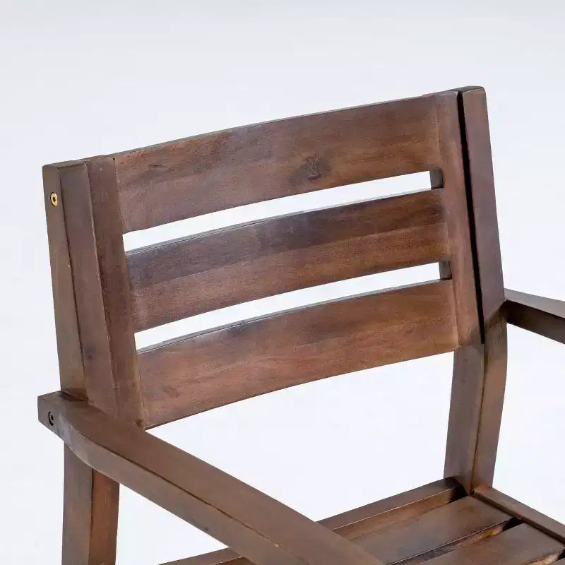 TUYOHW Set di 2 Sedie da Pranzo per Esterni, Sedie da Pranzo da Giardino in Legno di Acacia con Schienale e Seduta a Doghe, Sedie da Patio per Cortile, Balcone