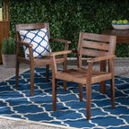 TUYOHW Set di 2 Sedie da Pranzo per Esterni, Sedie da Pranzo da Giardino in Legno di Acacia con Schienale e Seduta a Doghe, Sedie da Patio per Cortile, Balcone