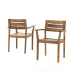 TUYOHW Outdoor Dining Chairs Set of 2,Acacia Wood Patio Dining Chairs with Slatted Backs & Seating Areas,Patio Chairs for Backyard,Balcony