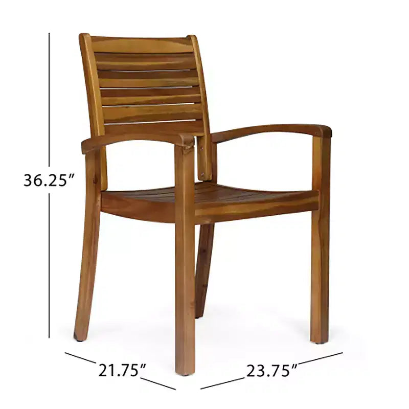 TUYOHW Sedie da Pranzo da Esterno Set da 2, Sedie da Pranzo da Patio con Struttura in Legno di Acacia e Schienale Aperto, Sedie da Pranzo da Patio per Giardino, Balcone