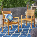 TUYOHW Sedie da Pranzo da Esterno Set da 2, Sedie da Pranzo da Patio con Struttura in Legno di Acacia e Schienale Aperto, Sedie da Pranzo da Patio per Giardino, Balcone