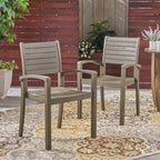 TUYOHW Sedie da Pranzo da Esterno Set da 2, Sedie da Pranzo da Patio con Struttura in Legno di Acacia e Schienale Aperto, Sedie da Pranzo da Patio per Giardino, Balcone