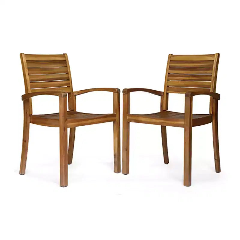 TUYOHW Outdoor Dining Chairs Set of 2,Acacia Wood Frame Patio Dining Chairs with Open Backrest,Patio Dining Chairs for Backyard,Balcony