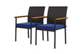 TUYOHW Rattan Outdoor Dining Chairs Set of 2,Patio Chairs with Removable Cushion & Acacia Wood Armrests,Patio Chairs for Backyard,Balcony