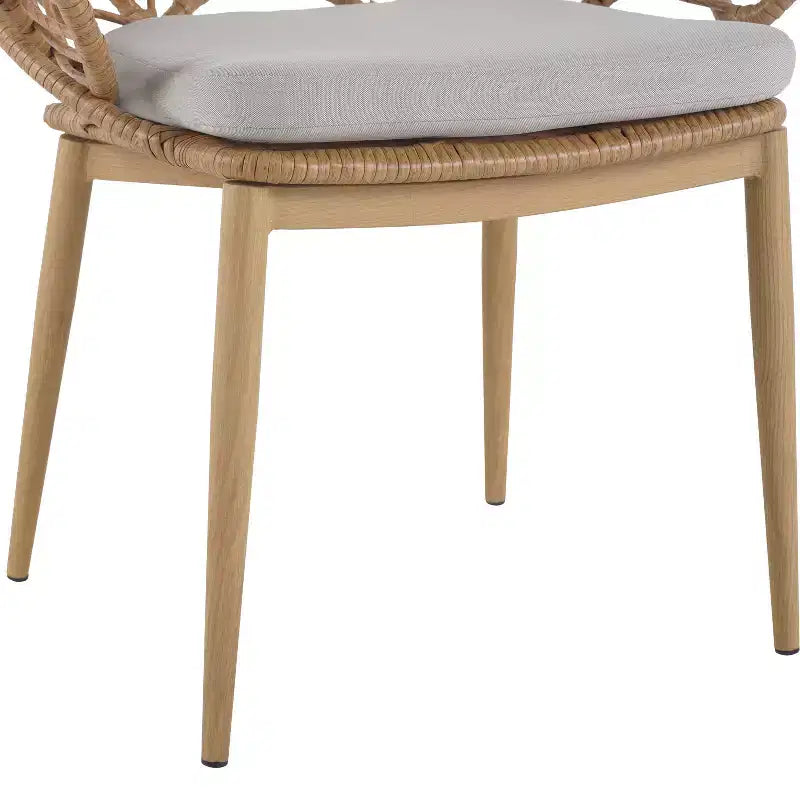 Set di 2 Poltrone Esterne in Vimini, Sedie da Pranzo da Giardino in Rattan, Poltrone Pavone Papasan con Cuscino Idrorepellente, Beige+Marrone - ModernLuxe