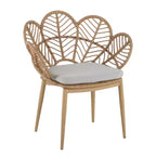 Set di 2 Poltrone Esterne in Vimini, Sedie da Pranzo da Giardino in Rattan, Poltrone Pavone Papasan con Cuscino Idrorepellente, Beige+Marrone - ModernLuxe