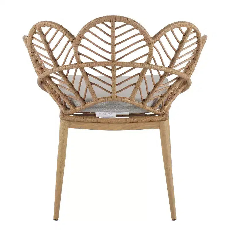 Set di 2 Poltrone Esterne in Vimini, Sedie da Pranzo da Giardino in Rattan, Poltrone Pavone Papasan con Cuscino Idrorepellente, Beige+Marrone - ModernLuxe