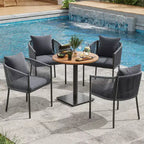 GDFStudio Tessa Sedie da Pranzo da Esterno Moderne in Rattan e Vimini con Cuscini e Schienale Curvo (Set da 2)