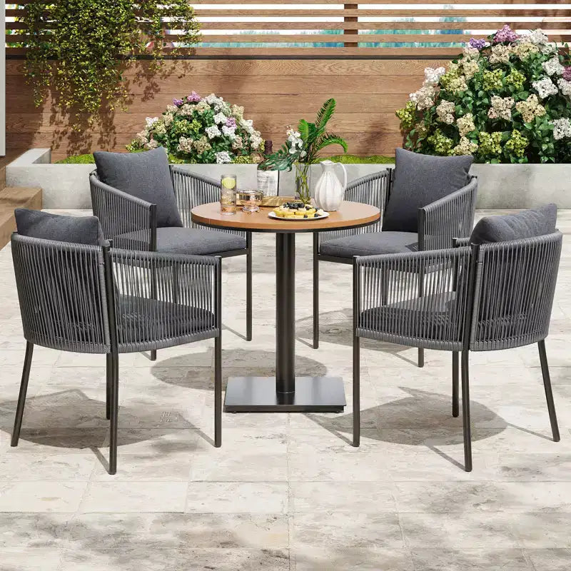 GDFStudio Tessa Sedie da Pranzo da Esterno Moderne in Rattan e Vimini con Cuscini e Schienale Curvo (Set da 2)