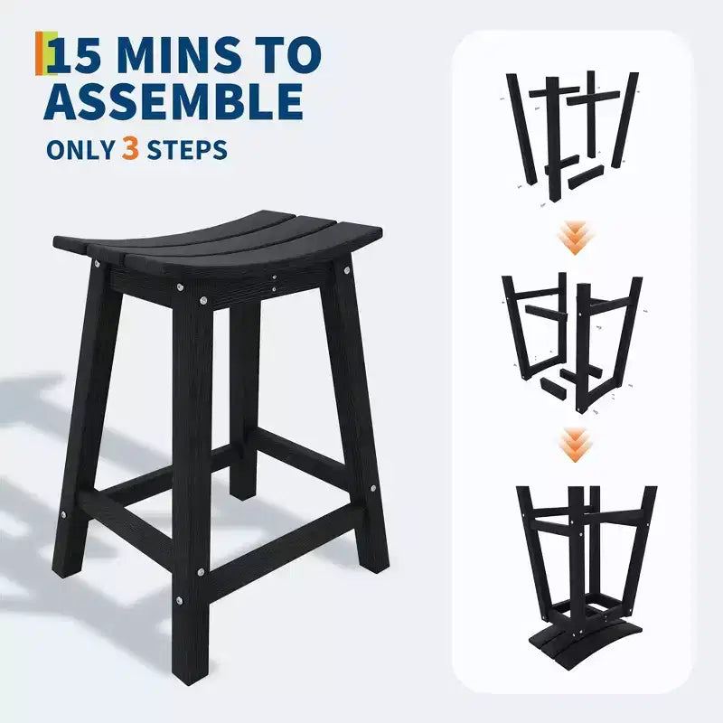Tabourets de bar d'extérieur en PEHD résistant aux intempéries, tabourets de bar en PEHD résistants aux intempéries de hauteur comptoir, chaises de bar d'extérieur en résine avec repose-pieds