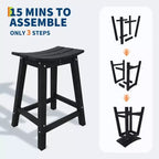 Tabourets de bar d'extérieur en PEHD résistant aux intempéries, tabourets de bar en PEHD résistants aux intempéries de hauteur comptoir, chaises de bar d'extérieur en résine avec repose-pieds