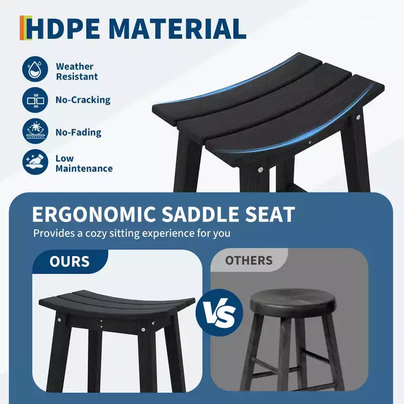 Tabourets de bar d'extérieur en PEHD résistant aux intempéries, tabourets de bar en PEHD résistants aux intempéries de hauteur comptoir, chaises de bar d'extérieur en résine avec repose-pieds