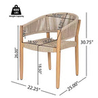 Christopher Knight Home Tao, sedie da pranzo Boho per patio in legno di acacia con intreccio in corda (set da 2)