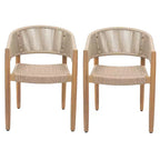 Christopher Knight Home Tao, sedie da pranzo Boho per patio in legno di acacia con intreccio in corda (set da 2)