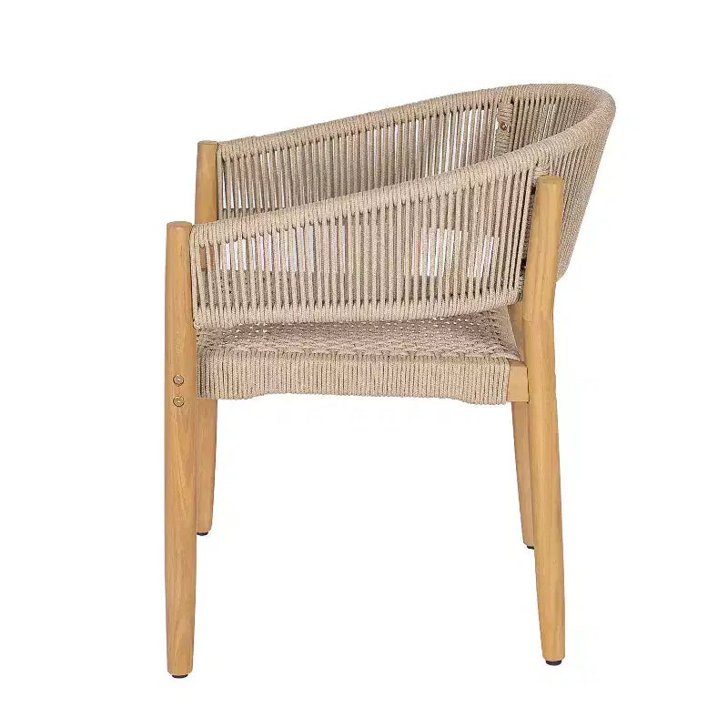 Christopher Knight Home Tao, sedie da pranzo Boho per patio in legno di acacia con intreccio in corda (set da 2)