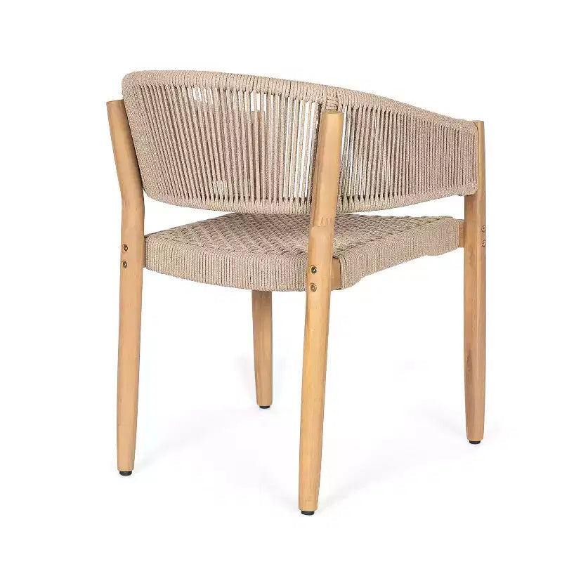 Christopher Knight Home Tao, sedie da pranzo Boho per patio in legno di acacia con intreccio in corda (set da 2)