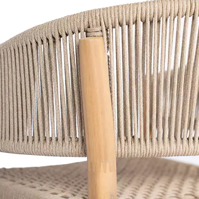 Christopher Knight Home Tao, sedie da pranzo Boho per patio in legno di acacia con intreccio in corda (set da 2)
