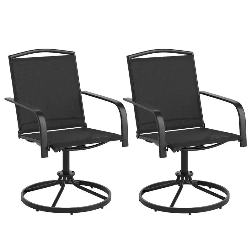 Costway Patio Swivel Chairs Set of 2 w/ High Back & Round Metal Base for Backyard