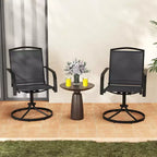 Costway Set di 2 Sedie Girevoli da Patio con Schienale Alto e Base Rotonda in Metallo per Giardino