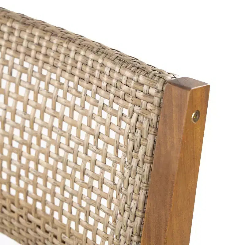 Set di 2 sedie da pranzo per esterni, sedie ergonomiche da giardino, poltrona resistente alle intemperie, legno di acacia e vimini, teak - ModernLuxe