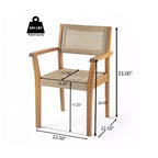 Set di 2 sedie da pranzo per esterni, sedie ergonomiche da giardino, poltrona resistente alle intemperie, legno di acacia e vimini, teak - ModernLuxe