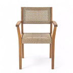 Set di 2 sedie da pranzo per esterni, sedie ergonomiche da giardino, poltrona resistente alle intemperie, legno di acacia e vimini, teak - ModernLuxe