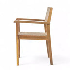 Set di 2 sedie da pranzo per esterni, sedie ergonomiche da giardino, poltrona resistente alle intemperie, legno di acacia e vimini, teak - ModernLuxe