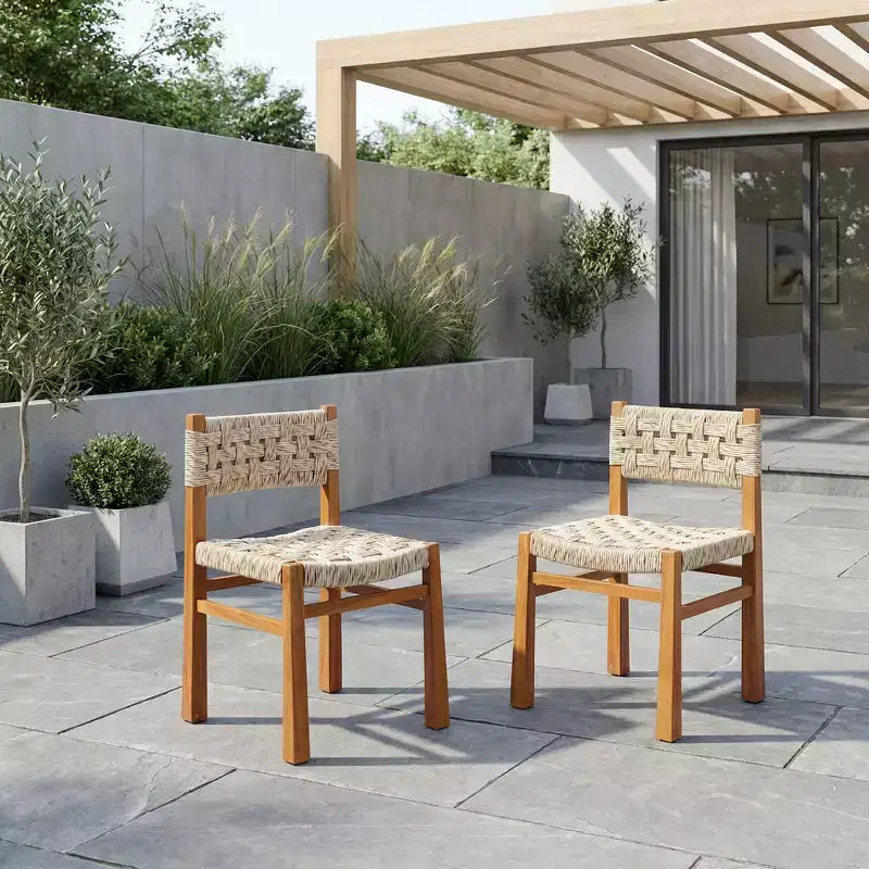Christopher Knight Home Yolaine Chaise de salle à manger d'extérieur en acacia et rotin tressé (Lot de 2)