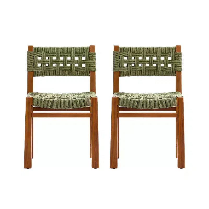 Christopher Knight Home Yolaine Chaise de salle à manger d'extérieur en acacia et rotin tressé (Lot de 2)