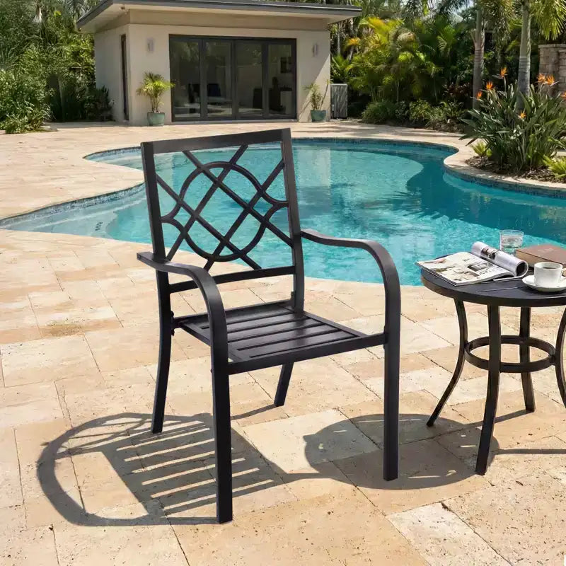 Aoodor Sedie da Esterno, Set di 2 Sedie da Pranzo Impilabili in Metallo con Schienale Alto per Prato, Giardino, Cortile, Terrazza, Portico e Piscina