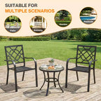 Aoodor Sedie da Esterno, Set di 2 Sedie da Pranzo Impilabili in Metallo con Schienale Alto per Prato, Giardino, Cortile, Terrazza, Portico e Piscina
