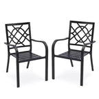 Aoodor Sedie da Esterno, Set di 2 Sedie da Pranzo Impilabili in Metallo con Schienale Alto per Prato, Giardino, Cortile, Terrazza, Portico e Piscina
