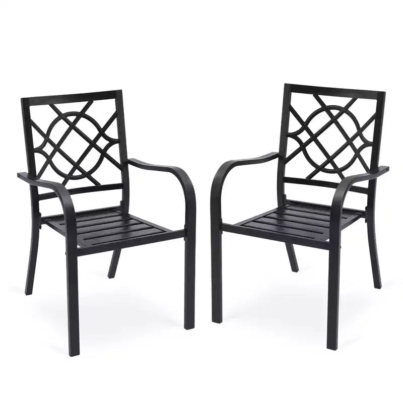 Aoodor Sedie da Esterno, Set di 2 Sedie da Pranzo Impilabili in Metallo con Schienale Alto per Prato, Giardino, Cortile, Terrazza, Portico e Piscina