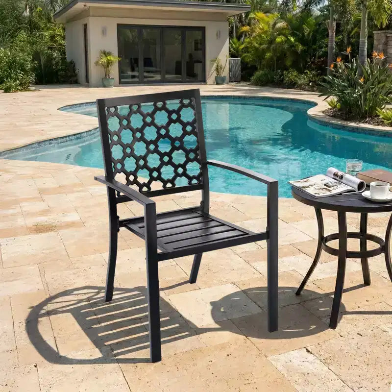 Aoodor Sedie da Esterno, Set di 2 Sedie da Pranzo Impilabili in Metallo con Schienale Alto per Prato, Giardino, Cortile, Terrazza, Portico e Piscina
