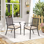Aoodor Sedie da Esterno, Set di 2 Sedie da Pranzo Impilabili in Metallo con Schienale Alto per Prato, Giardino, Cortile, Terrazza, Portico e Piscina