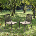 Aoodor Sedie da Esterno, Set di 2 Sedie da Pranzo Impilabili in Metallo con Schienale Alto per Prato, Giardino, Cortile, Terrazza, Portico e Piscina