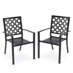 Aoodor Sedie da Esterno, Set di 2 Sedie da Pranzo Impilabili in Metallo con Schienale Alto per Prato, Giardino, Cortile, Terrazza, Portico e Piscina