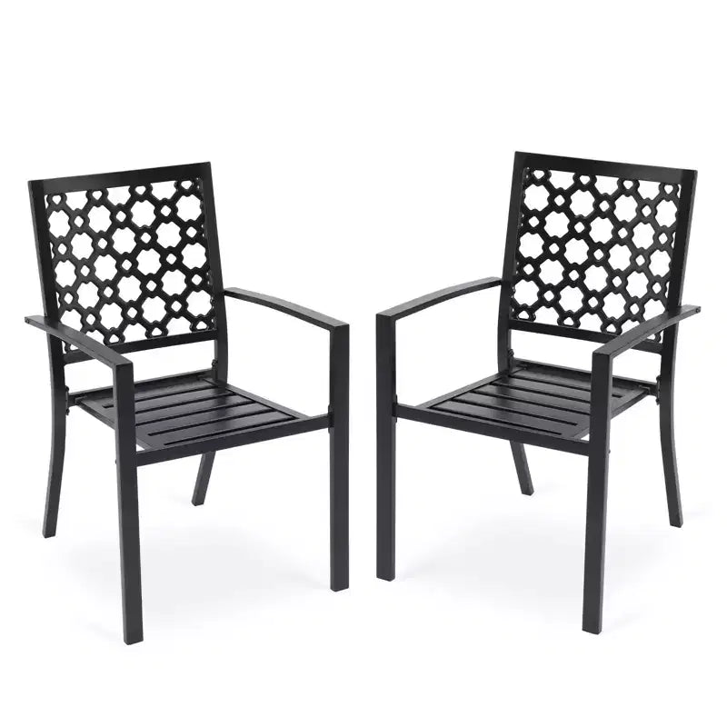 Aoodor Sedie da Esterno, Set di 2 Sedie da Pranzo Impilabili in Metallo con Schienale Alto per Prato, Giardino, Cortile, Terrazza, Portico e Piscina