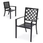 Aoodor Patio Dining Chairs Set of 2, Stackable Metal High Back Chairs Set for Lawn, Garden, Yard, Deck, Porch and Poolside, Outdoor Chairs