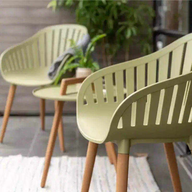 Urban Elements Set di 2 poltrone da pranzo da esterno in resina riciclata, colore verde